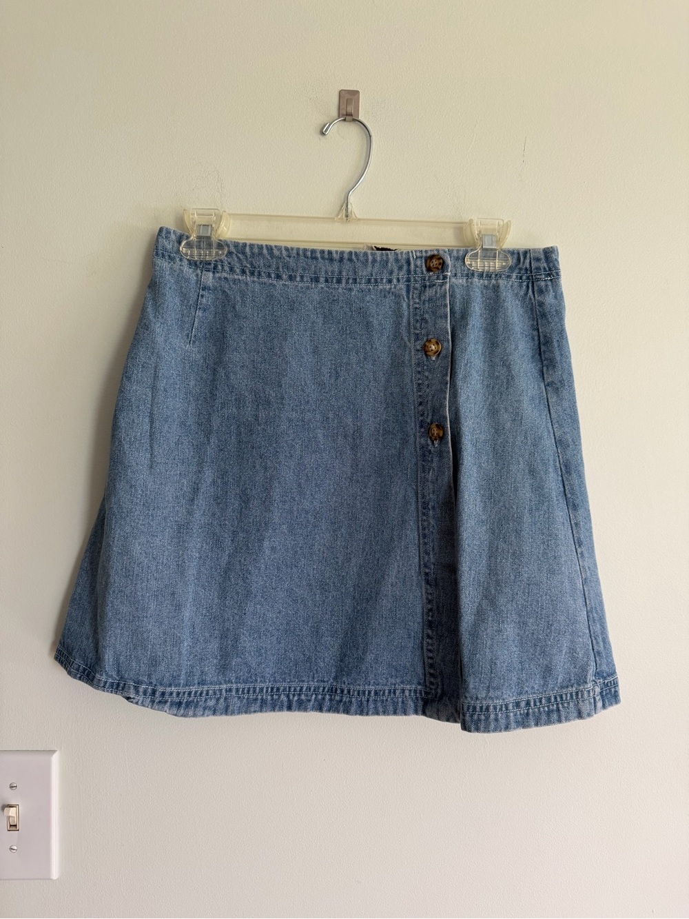 Vintage American Eagle 100% Cotton Classic Light Blue Denim Button-Front Skirt